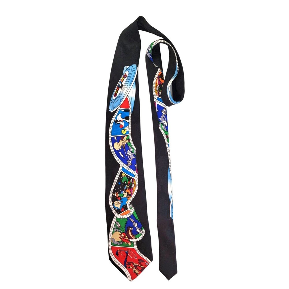 Vtg 1993 Looney Tunes Film Strip Men's Tie Necktie Bugs Taz Marvin Martian Elmer